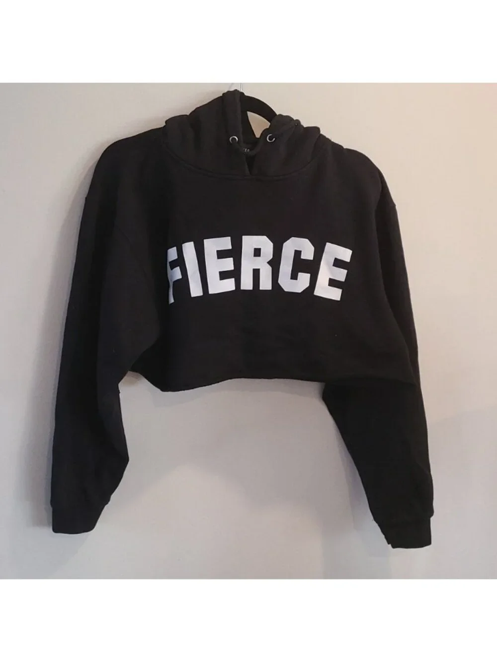 Stylestalker Fierce oversized Black cropped hoodie
